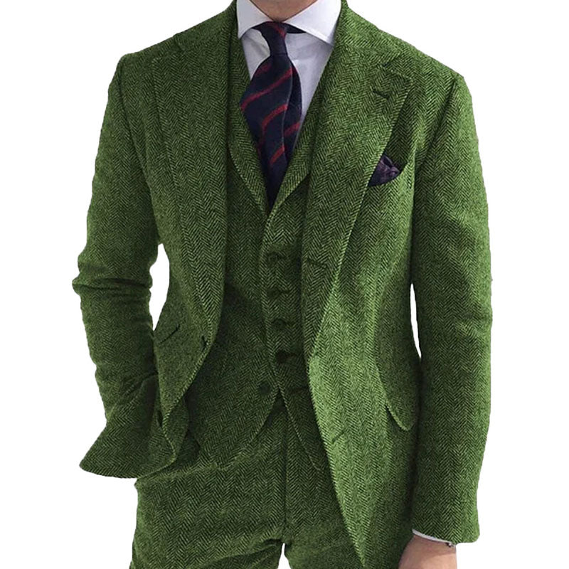 Men's Herringbone Double-Sided Tweed Casual Blazer...