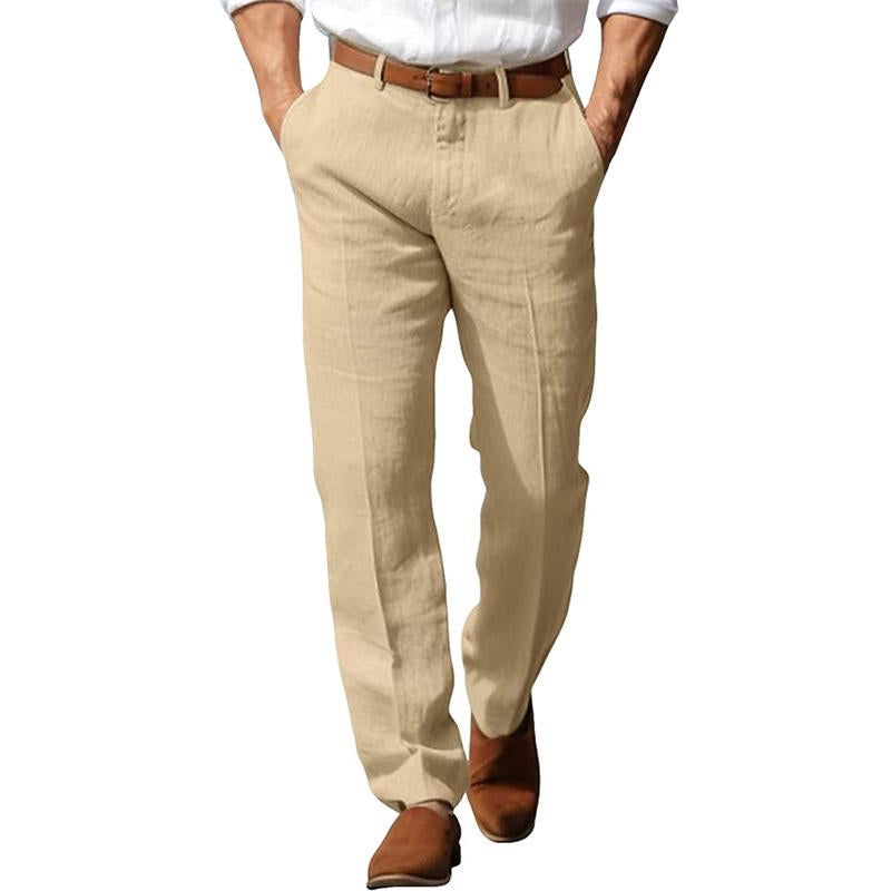 Men's Casual Cotton Linen Straight Comfortable Breathable Pants