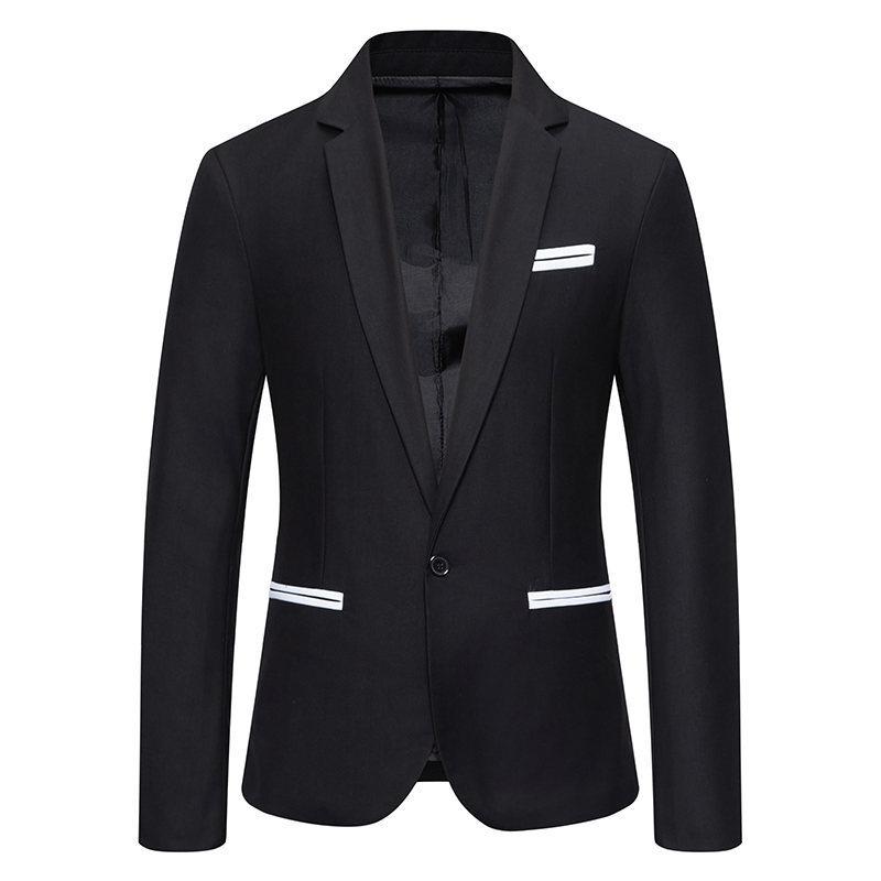 Men's Colorblock Slim Fit Lapel Single Button Blazer 11088297Y