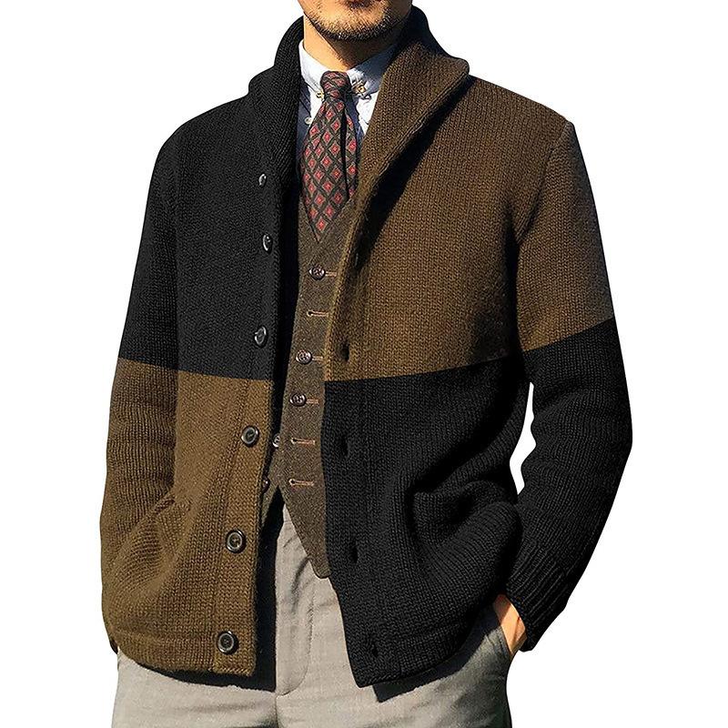 Men's Vintage Colorblock Long Sleeve Knit Jacket 2...