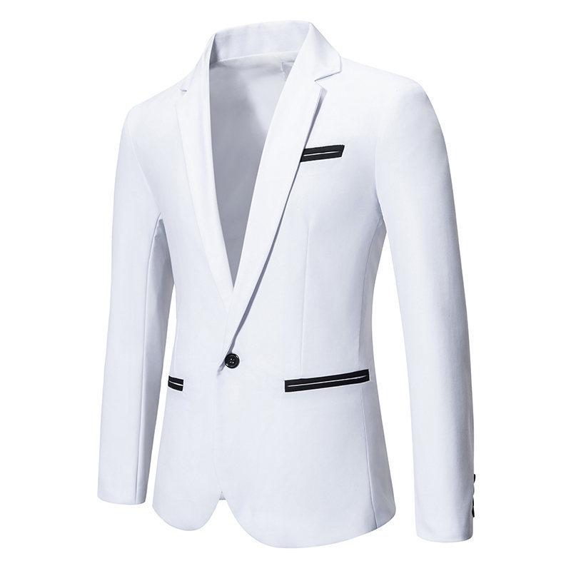 Men's Colorblock Slim Fit Lapel Single Button Blaz...