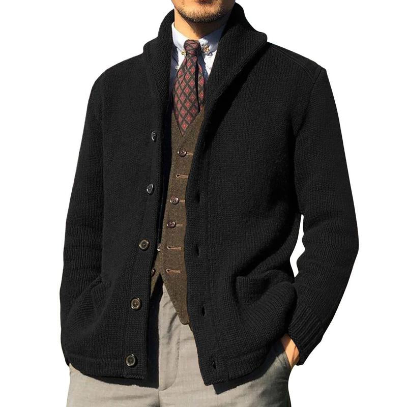 Men's Solid Color Button Knit Jacket 39990512X