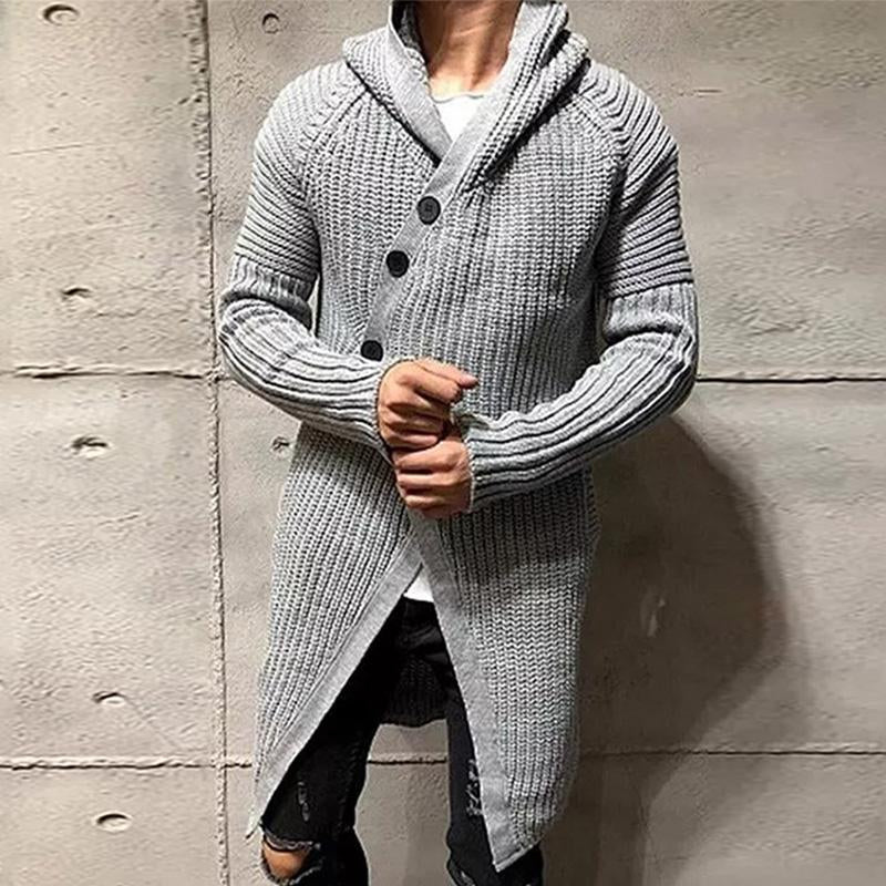 Men's Casual Mid-Length Hooded Knitted Cardigan 87960312M