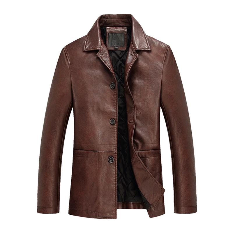 Men's Vintage Cotton Thick Lapel Leather Blazer 79...