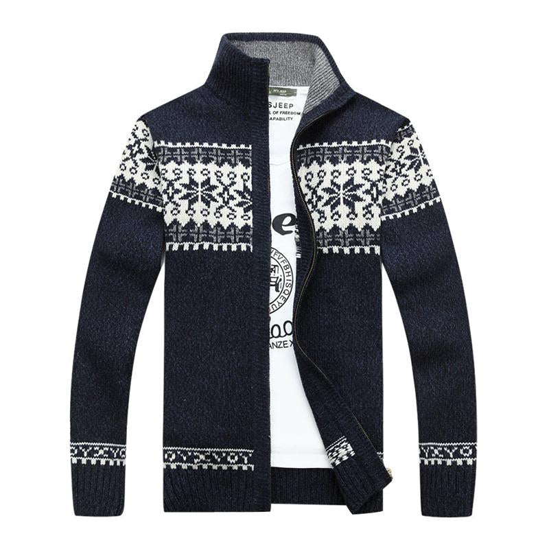 Men's Vintage Christmas Jacquard Stand Collar Cardigan 09413766Y