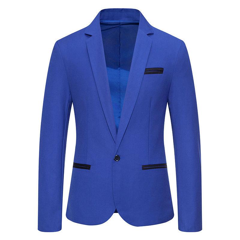 Men's Colorblock Slim Fit Lapel Single Button Blazer 11088297Y