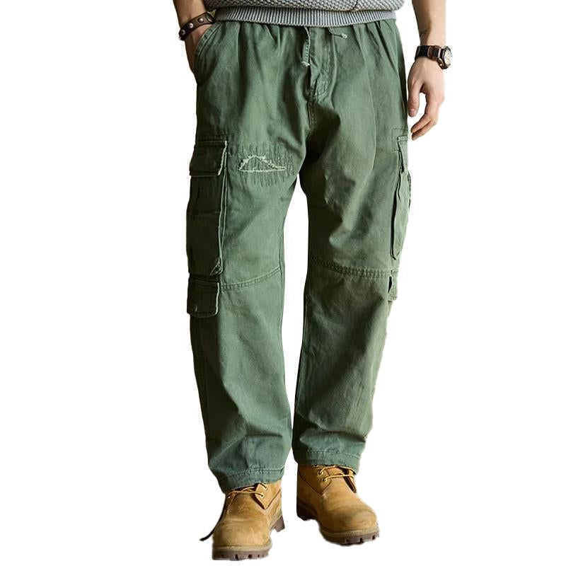 Men's Vintage Solid Color Multi-Pocket Cargo Pants...