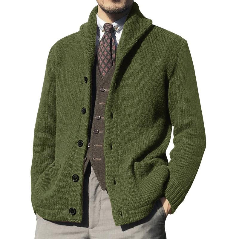 Men's Solid Color Button Knit Jacket 39990512X