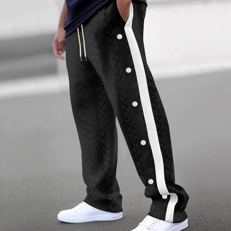 Men's Colorblock Jacquard Button Casual Pants