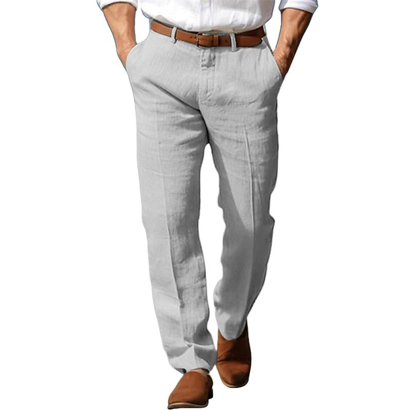 Men's Casual Cotton Linen Straight Comfortable Breathable Pants