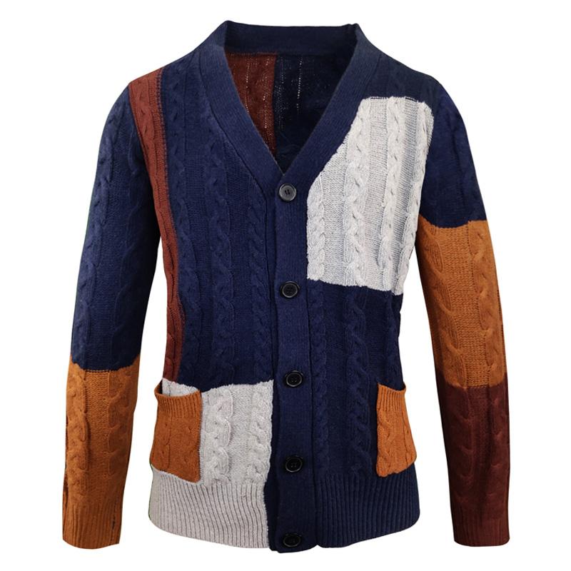 Men's Jacquard Colorblock Knit Sweater Cardigan 42...