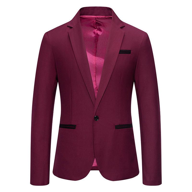 Men's Colorblock Slim Fit Lapel Single Button Blazer 11088297Y