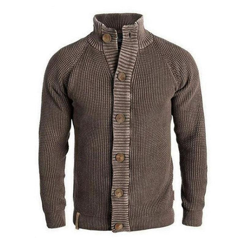 Men's Vintage Stand Collar Single Breasted Long Sl...