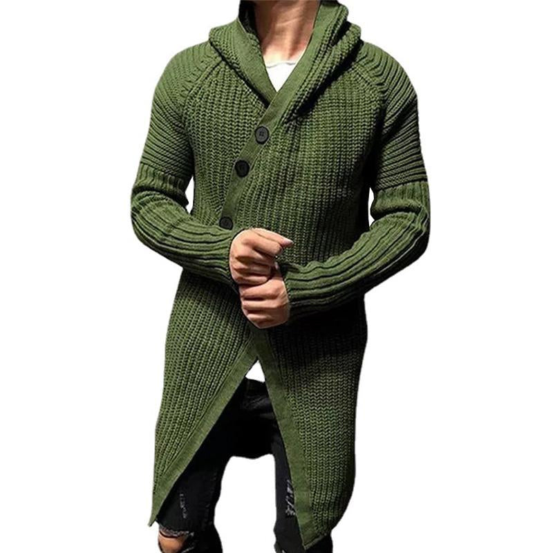 Men's Casual Mid-Length Hooded Knitted Cardigan 87...