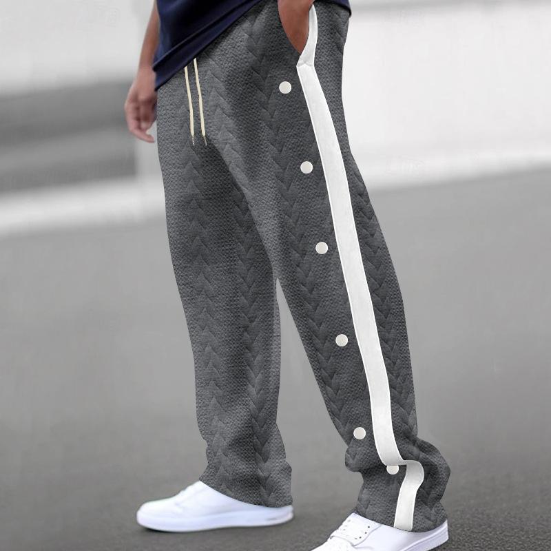 Men's Colorblock Jacquard Button Casual Pants