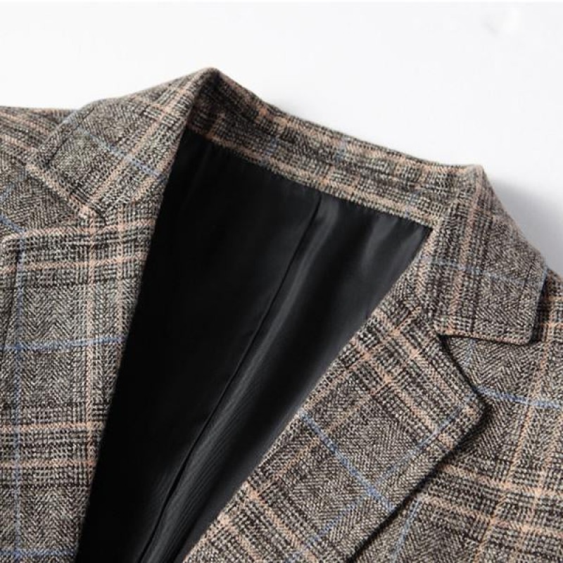 Men's Vintage Plaid Print Blazer 74950119X