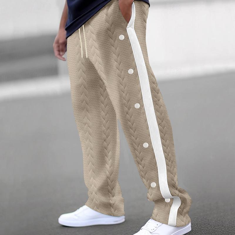 Men's Colorblock Jacquard Button Casual Pants