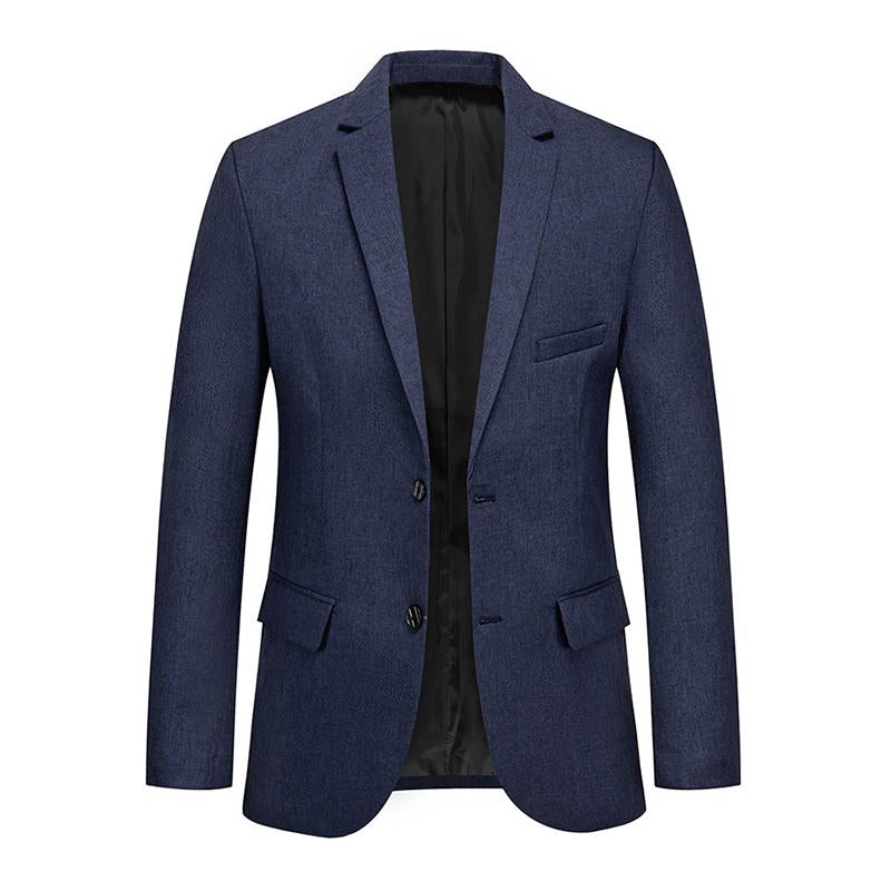 Men's Casual Solid Color Lapel Single Breasted Bla...