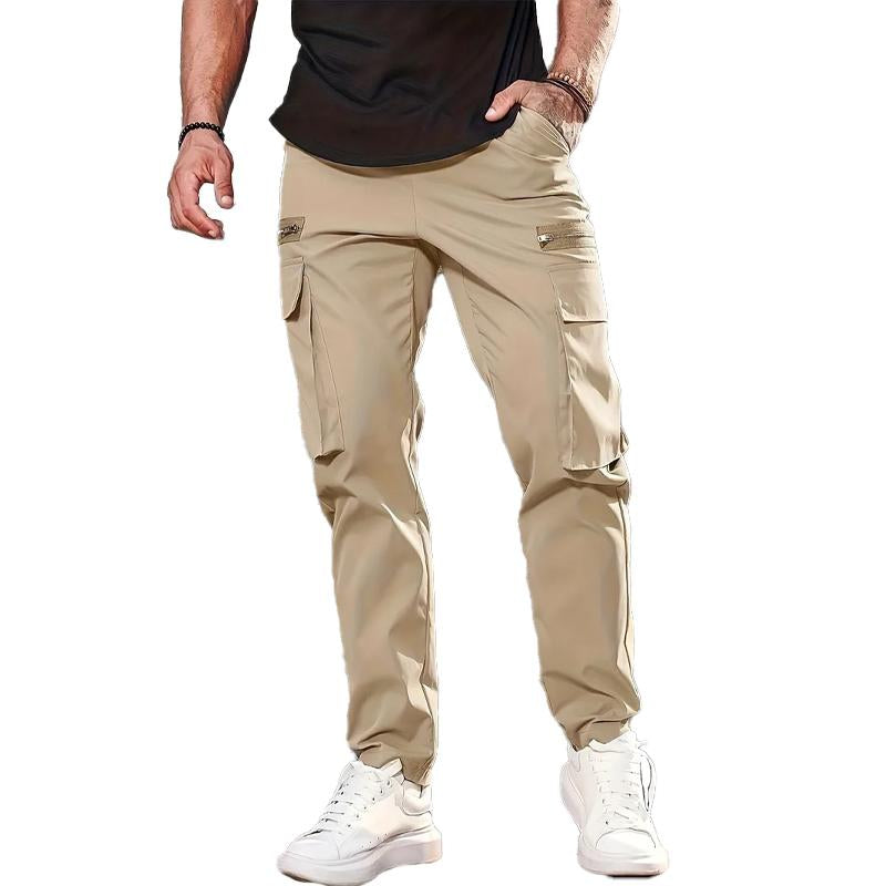 Men's Casual Solid Color Multi-Pocket Cargo Pants ...