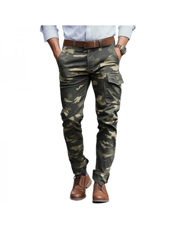 Men's Camouflage Multi-pocket Cotton Slim Cargo Pants