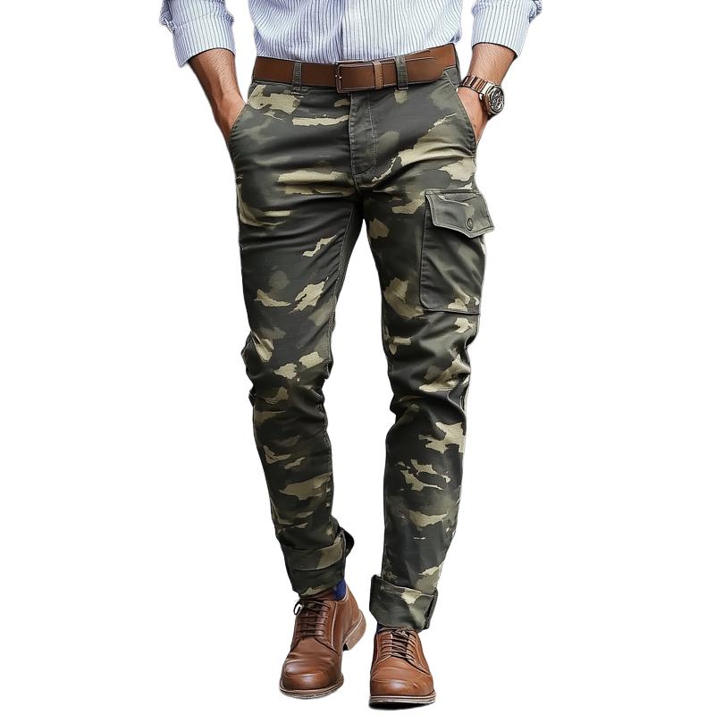 Men's Camouflage Multi-pocket Cotton Slim Cargo Pa...