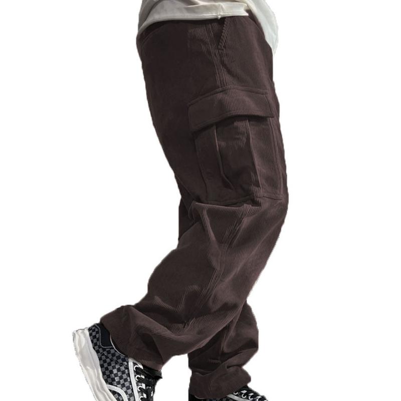 Men's Solid Corduroy Loose Pocket Cargo Pants 01308501Y