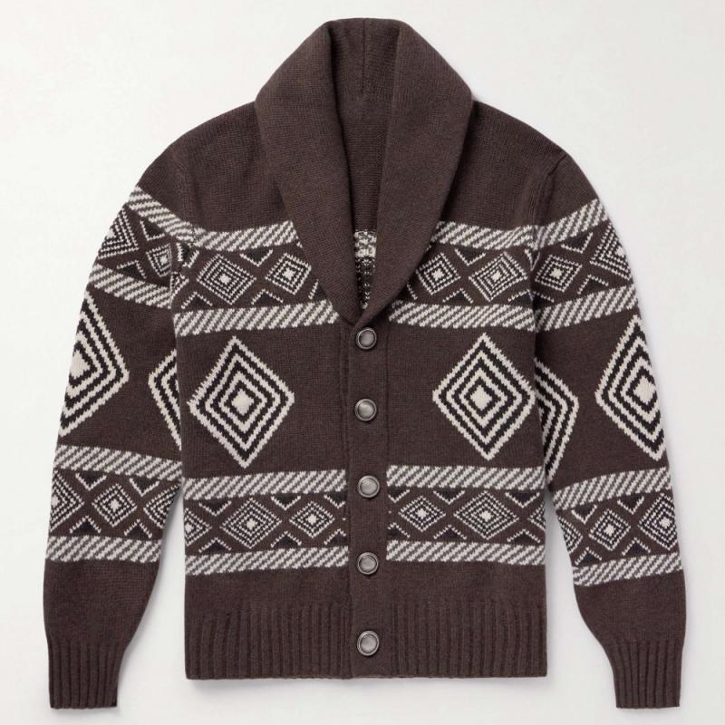 Men's Vintage Knitted Jacquard Pattern Cardigan