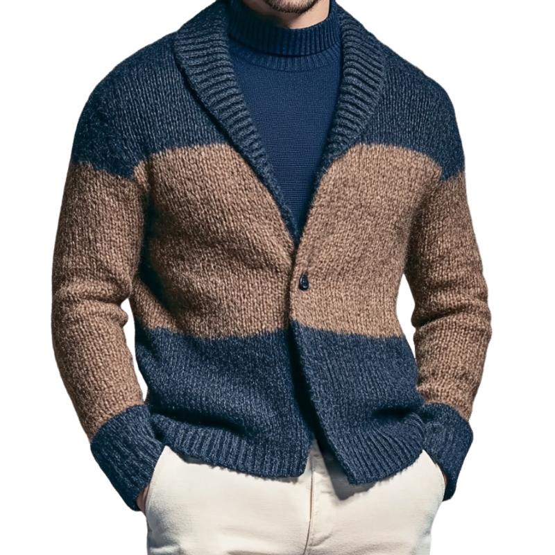 Men's Retro Casual Colorblock Knitted Cardigan