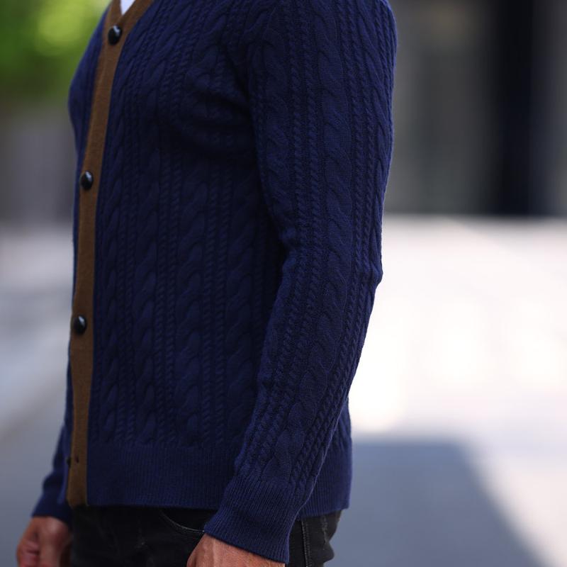 Men's Casual Colorblock Single Breasted Cardigan